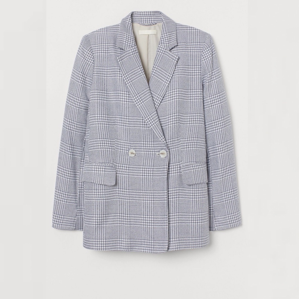 H&M blue/white plaid blazer EUR size42 (UK size14)